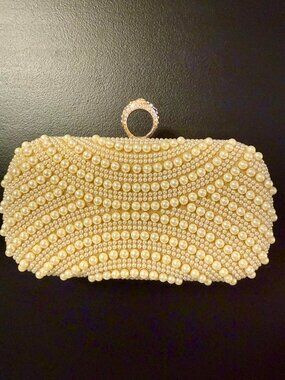 Women’s Pearl Clutch Purse | Elegant Evening Handbag | Party Wedding